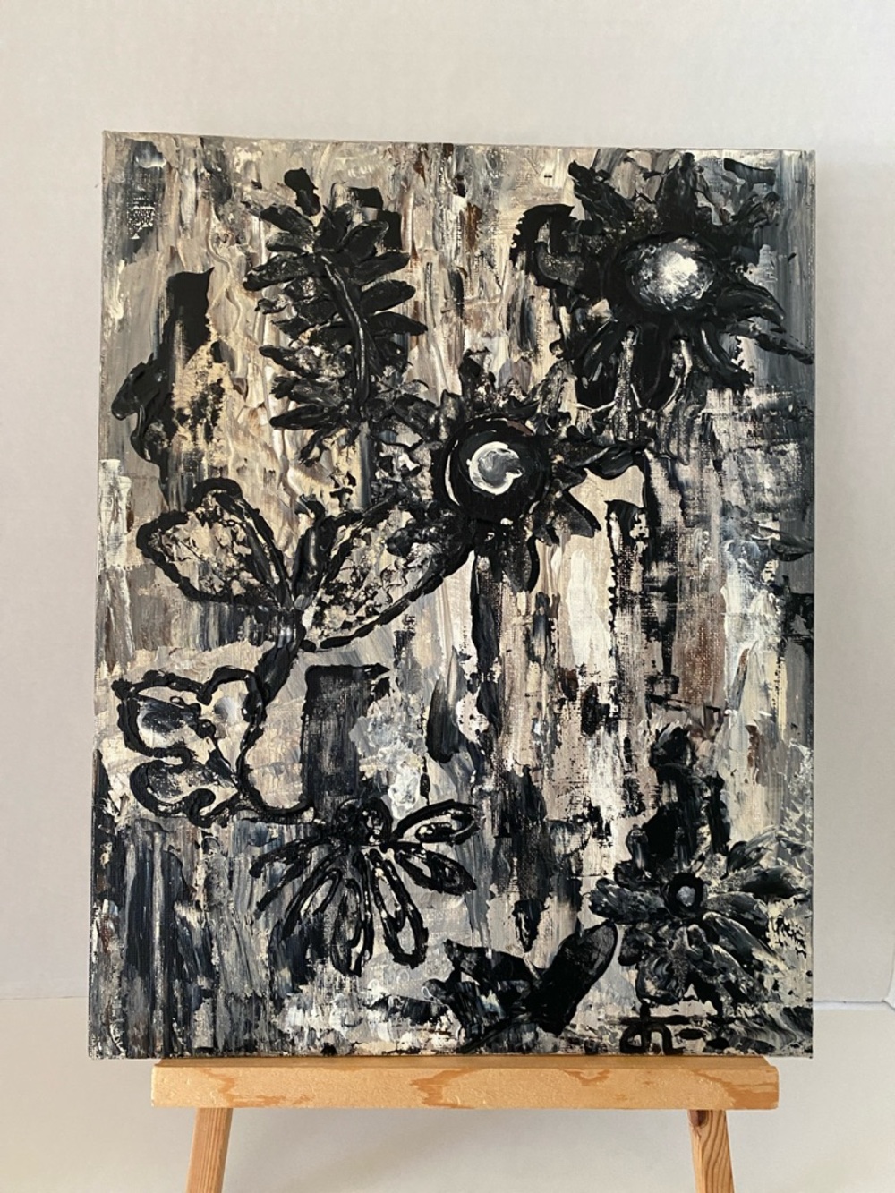Designer Fashion Wall Art Black & Cream Abstract Canvas Painting Art Wall Decor - Picture 3 of 6